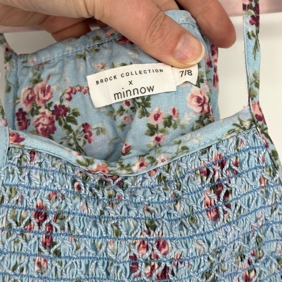 Brock Collection X Minnow Girls 7/8 Provence Blue Floral Smocked Cotton Dress - Picture 6 of 9